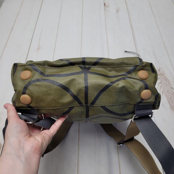 Orla Kiely Etc coated canvas backpack giant linear green stem bag - Picture 5 of 12